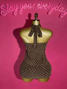 Slaydiva Women's Halter Neck Fashionable Mini Dress