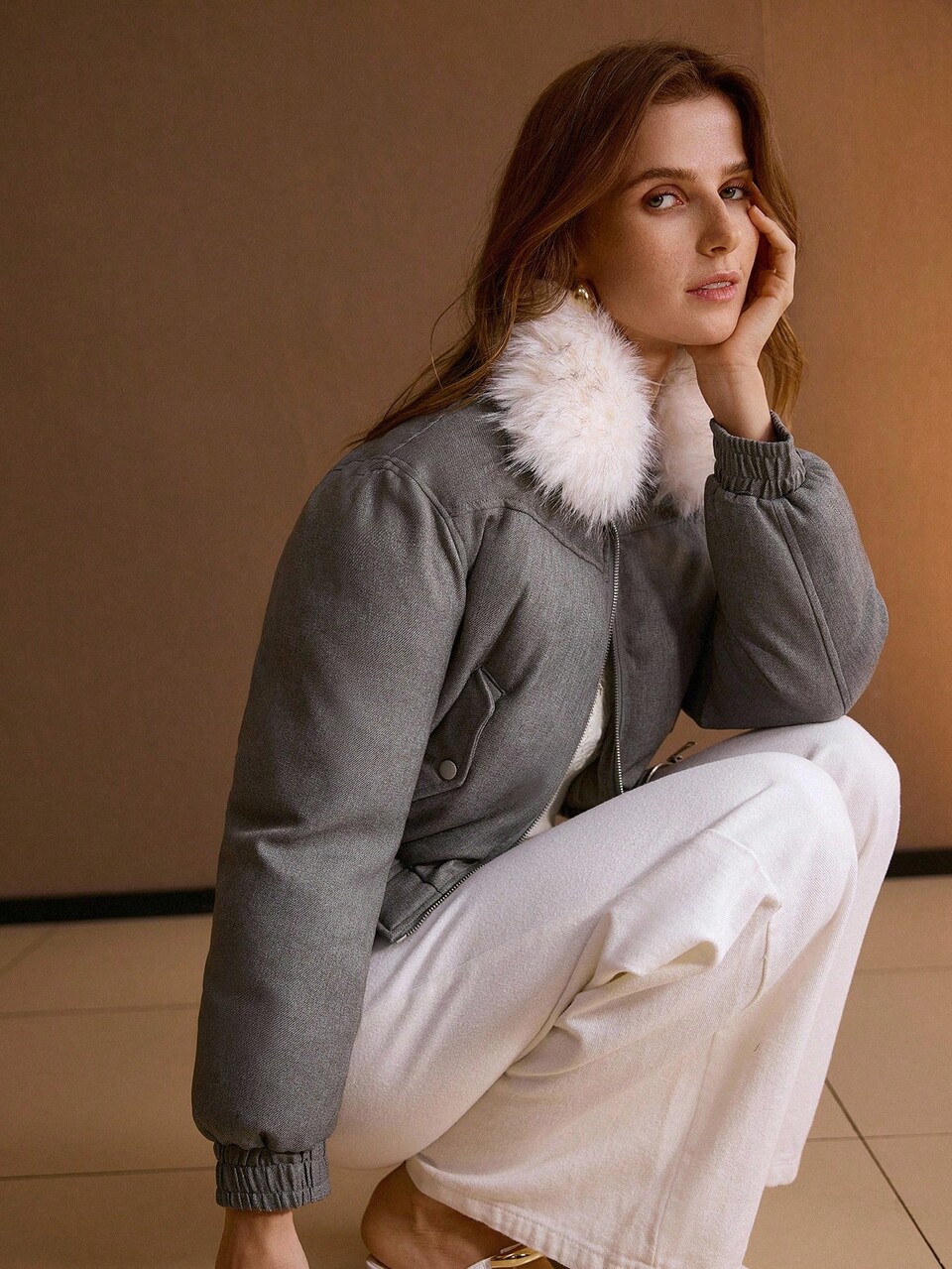 MOTF FURRY COLLAR SHORT PADDED COAT, AUTUMN/WINTER