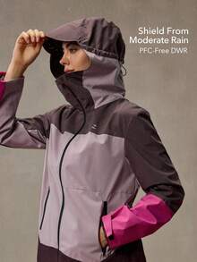 OutZeal Women Shell Jacket Hiking Camping Drawstring Waist Hooded Outdoor Windbreaker Fall Winter - Multicolor - View 2