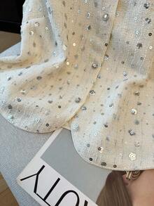 Franclia 女士优雅亮片梭织背心夹克 - 杏色 - 查看 7