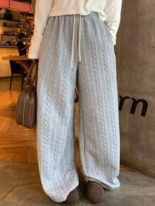 DAZY Women's Textured Casual Loose Wide-Leg Sweatpants, Solid Color, Autumn/Winter Women Joggers