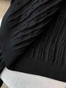 Franclia Fashionable Blogger-Inspired 2 In 1 Patchwork Knit Cropped Cardigan, European And American Style Cable Knit Cardigan Preppy Clothes Women Button Up Cardigan Collared Cardigan Cardigan Sweater