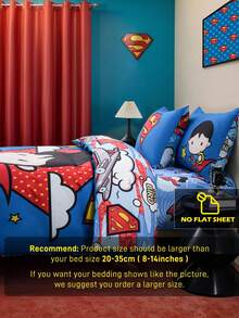 SUPERMAN X SHEIN 1 Stück Tagesdecken-Set, Cartoon-Muster, weicher Stoff, atmungsaktiv und warm, für Betten aller Größen geeignet - Verschiedenfarbig - Übersicht 10