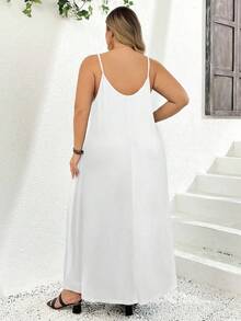 SHEIN CURVE+ Plus Size Black Dress, Basic Sleeveless, Spring/Summer