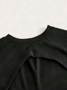 SHEIN ICON Women's Casual Ultra-Short Cropped Short Sleeve Top, Suitable For Y2K, Sexy,Black Tops