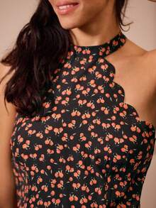 lacRébo Mono de pierna ancha sin mangas con cuello alto y estampado floral con bolsillos laterales, ropa de mujer para otoño e invierno - Multicolor - Ver 8