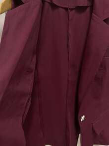 SHEIN Franclia 女士优雅通勤两件套：背心和薄纱中长裙 - 酒紅色 - 查看 4