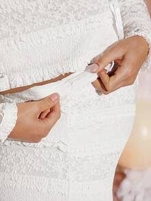 Loomaby 孕妇两件套套装、性别暴露连衣裙、孕妇装、婴儿洗礼连衣裙 - 白色 - 查看 6