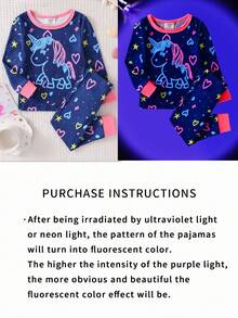 Baby Girls' Minimalist Fashion All-Over Birthday Cake & Dessert Print Long Sleeve Top And Leggings 2 Pieces Pajama Set Girls Unicorn Pajamas Glow In The Dark Pajamas Girls Sleepwear,Snug Fit