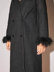 Glamine Women's Black Long Coat, Autumn/Winter - Black - View 6