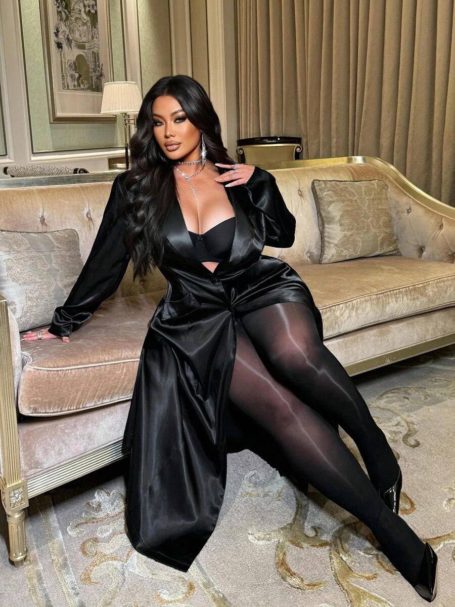 NU&NOW Plus Size Long Slim Fit Casual Fashion Blazer Coat Fall Winter Cloth For Women Autumn