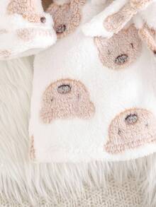 Cozy Pixies Bata con capucha de manga larga con cintura anudada, forro térmico y estampado de oso de dibujos animados para bebé niño - Albaricoque - Ver 6