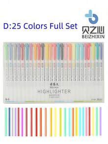 Double Headed Fluorescent Pen Retro Marker Pen Macaron Color Marker Pen Light Colored Student Key Hand Accounting Pen Back To School - Multicolor - View 18