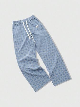 Street Life Pantalones largos tejidos de estilo callejero a cuadros para hombres, para primavera/otoño
