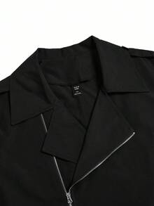 EMERY ROSE Women's Minimalist Elegant Metal Zipper Lace-Up Slim Fit Trench Coat Winter Fall Autumn - Black - View 6