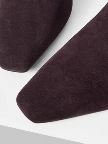 MOTF 女士时尚尖头高跟过膝靴，秋冬 - 酒紅色 - 查看 6