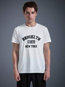 Kaos Lengan Pendek Kasual Kerah Bulat Pria DRIFTMERE, Cocok untuk Perjalanan Sehari-hari, Kaos Bergambar Musim Semi hingga Musim Panas - Putih - View 3