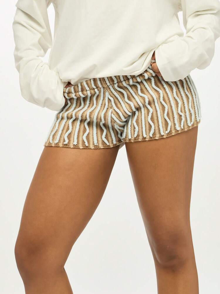 SUMWON WOMEN Mini shorts a righe in maglia a coste