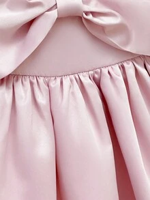 SHEIN Babygirl 优雅可爱粉色蝴蝶结短袖连衣裙 - 粉色 - 查看 6