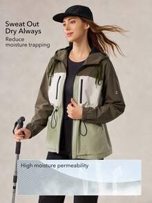OutZeal Damen Outdoor-Jacke zum Wandern und Campen, mit Kordelzug an der Taille, Mesh-Einsatz am Rücken, Kapuze, Outdoor-Oberteil für Frühling und Herbst - Verschiedenfarbig - Übersicht 4
