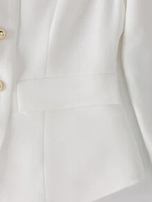 Franclia Women's Solid Color Long Sleeve Single-Breasted Elegant Commuter Regular Jacket, Autumn Fall Winter Cloth For Women - White - View 6