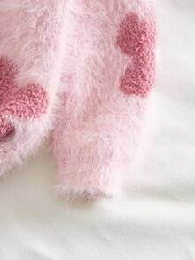 SHEIN Vintaside Kids Young Girl Casual, Fashionable And Cute Pink Faux Mink Knitted Round-Neck Middle Eastern Long-Sleeved Sweater, Soft And Comfortable, Suitable For Daily Scenes, Suitable For Scenes, Suitable For Travel Scenes, Suitable For Vacation Scenes, Suitable For Home Scenes, Suitable For Nursery Scenes, Suitable For Autumn And Winter, Christmas, School Opening, Party, Versatile Autumn And Winter Clothing, Festival