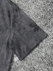 Manfinity Dauomo Men's Casual Round Neck Short Sleeve Tree Branch Print T-Shirt - Black - View 7