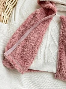 SHEIN Baby Girl Cute Thermal Lined Hooded Jacket, Versatile For Autumn/Winter Fall