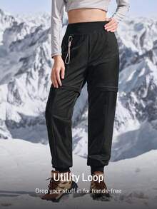 In My Nature Pantalones de senderismo casuales para mujer, adecuados para montañismo, ejercicio y deportes. Pantalones de senderismo convertibles con cremallera para mujer, pantalones de senderismo al aire libre - Negro - Ver 6