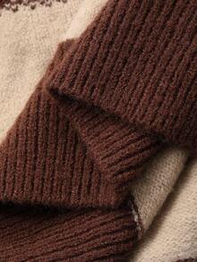 DAZY 青少年/青年女孩休闲宽松条纹毛衣，秋季 - 棕色 - 查看 9