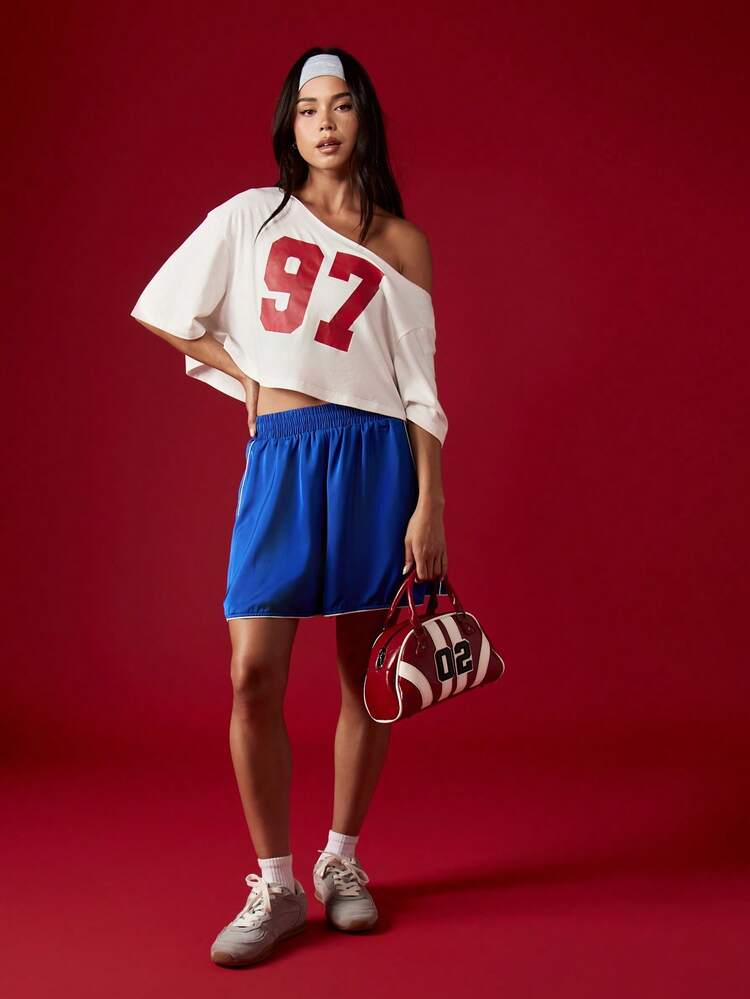 MISSGUIDED Pantalones cortos de satén con detalles de ribete en contraste para uso casual de verano