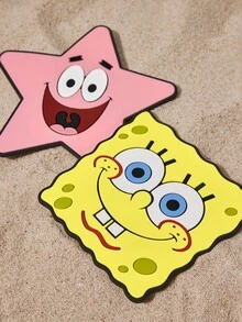 SpongeBob SquarePants | SHEIN 2 Pcs Cup Mat, Protect Desk, Desk Decoration.