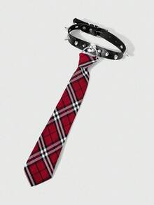 ROMWE Grunge Punk 1 pieza Corbata gótica punk con remaches, accesorio de subcultura para mujeres, Halloween - Multicolor - Ver 2