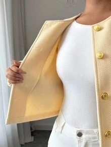 Elenzga 优雅时尚的女士外套 - 黃色 - 查看 6