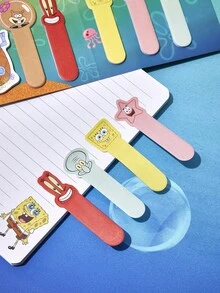 SpongeBob SquarePants | SHEIN Notepad Set, Cute Notepad, Writing Memo Pad Page Marker, Cartoon Children's Office School Supplies Creative Gift