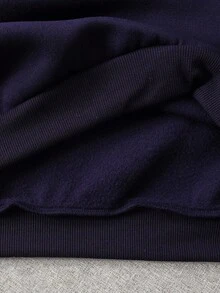 Teen Girls Navy Blue Sweatshirt With Bowknot Lace Printing,Round Neck Pullover Long Sleeve,Cute Back-To-School Autumn Graduation Winter Casual Top - Royal Blue - View 7