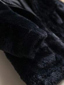 Emery Rose Kids Emery Rose Kids Babygirl Casual Fluffy Black Hooded Jacket, Versatile For Autumn/Winter Fall - Black - View 4