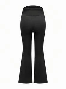 SHEIN Legging Hamil Warna Polos dengan Pinggang yang Dapat Diatur, Model Flare Kasual - MultiWarna - View 6