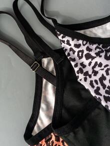 SHEIN 3件套女士无钢圈文胸，猎豹印花上衣 - 彩色 - 查看 8