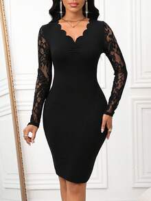 SHEIN Lady Wedding Dresses White Dresses Party Dresses Office Dresses Church Dresses - Black - View 5