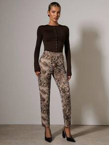 COSMINA 女士优雅豹纹紧身裤，秋冬 - 彩色 - 查看 4