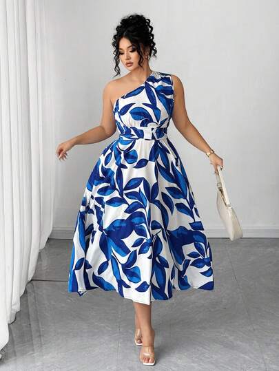 Elenzga Vestido largo con estampado floral azul y blanco para mujer de talla grande, elegante vestido largo con tirantes estilosos adecuado para volver al colegio, graduación, San Valentín, festival de música, Día de la Madre, Halloween, Acción de Gracias, Pascua, Día Nacional, baile de graduación, cita, temporada de bodas, actividades al aire libre