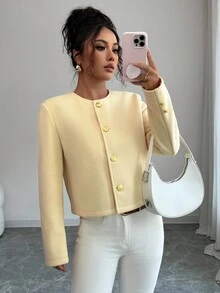 Elenzga 优雅时尚的女士外套 - 黃色 - 查看 4