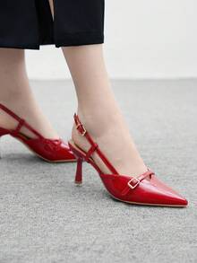 CUCCOO BIZCHIC Women's Pointed Toe High Heel Pumps, Sexy Stiletto Heels, Outdoor Commute Party Wedding Shoes, Red Spring Shoes - Red - View 4
