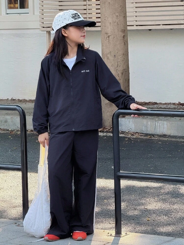 Korean Style Girls Tween Girl Spring/Autumn New Outfit, Children Jacket Coat + Casual Sports Pants, Street Fashion Stylish Clothing Set