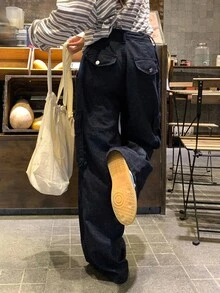 DAZY Women's Casual Loose Cargo Denim Jeans