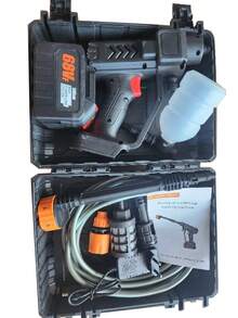 SHEIN Lavadora inalámbrica, lavadora portátil para automóvil, pistola de lavado de automóviles con rociador de espuma, manguera de 5 metros, para la limpieza del automóvil, piso, patio y riego