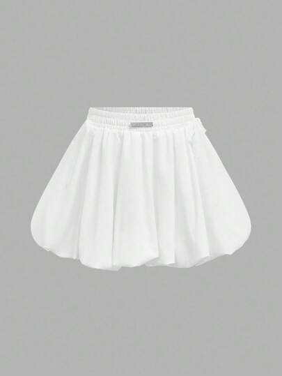 SHEIN Teen Girl Casual Sports Low Waist Bowknot Ruffle Trim White Floral Skirt