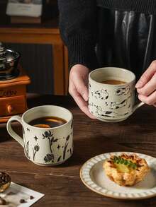 Coffee Cup Coarse Clay Cup Mug Household Hand-Painted Underglaze Retro Creative Ceramic Cup Ancient Style Ins Style Creative Personalized Retro Household Water Cup Coffee Cup Summer Water Replenishment Retro Drinkware Cup Aesthetics Office Water Replenishment Holiday Water Cup Bedside Water Bottle Office Water Replenishment Minimalist Water Cup - Multicolor - View 10