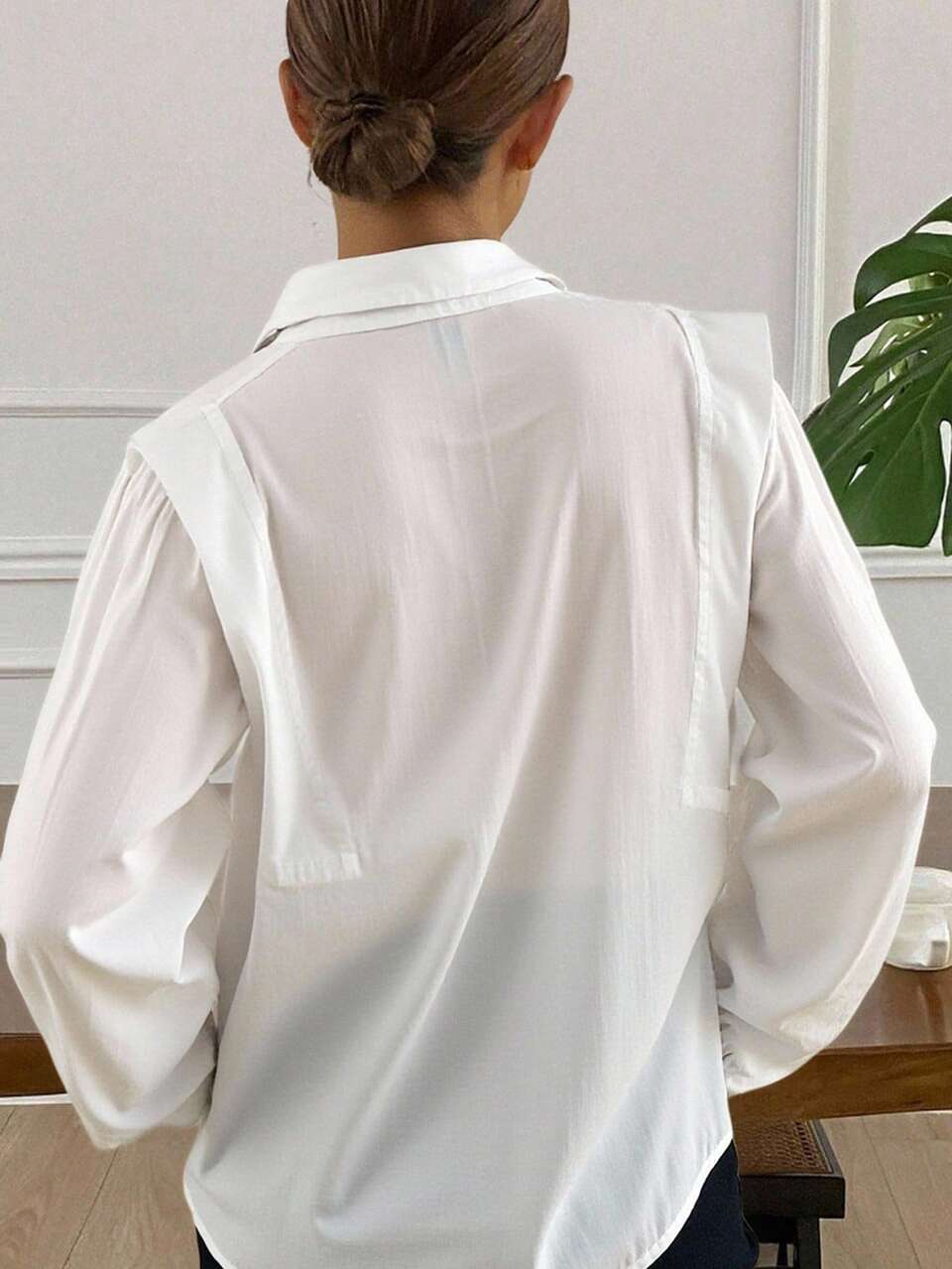 Women's Loose Casual White Shirt, Suitable For Teacher, Autumn/Winter Long Sleeve Top